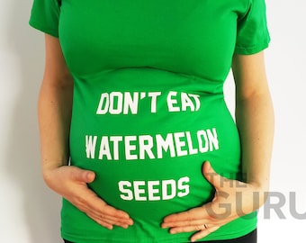Camisetas de maternidad, camiseta para anunciar el embarazo, camiseta "No comas semillas de sandía", camisetas de maternidad divertidas, camisetas de regalo para embarazadas