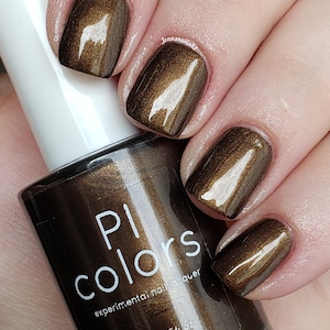 Eclair.001 Deep Brown Nail Polish with Gold Shimmer