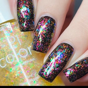 Rainbow Nail Polish Topper Iridescent Flakies | Citrine.403