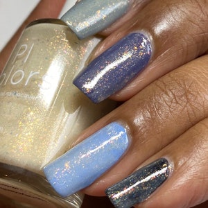Honey Milk.060 Gold Nail Polish Topper with Iridescent Flakies image 3