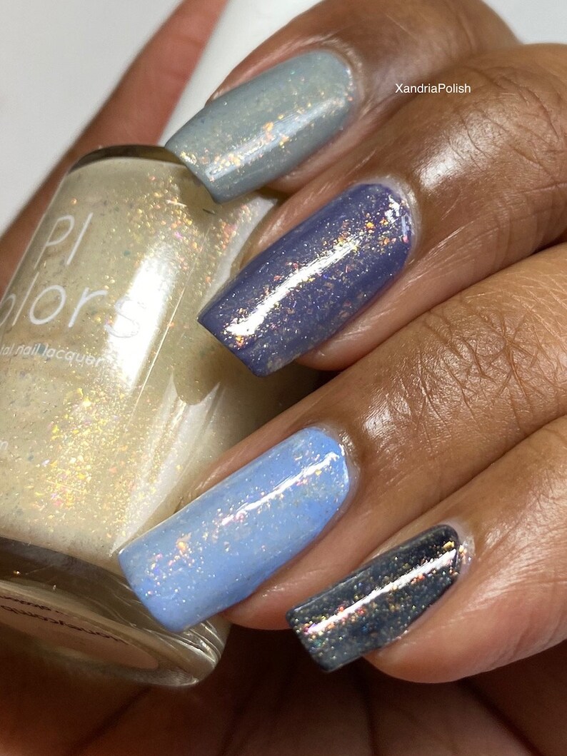 Honey Milk.060 Gold Nail Polish Topper with Iridescent Flakies image 3