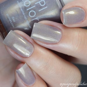 Smokey Plum Gold.112 Pale Purple Holographic Nail Polish With Gold Shimmer