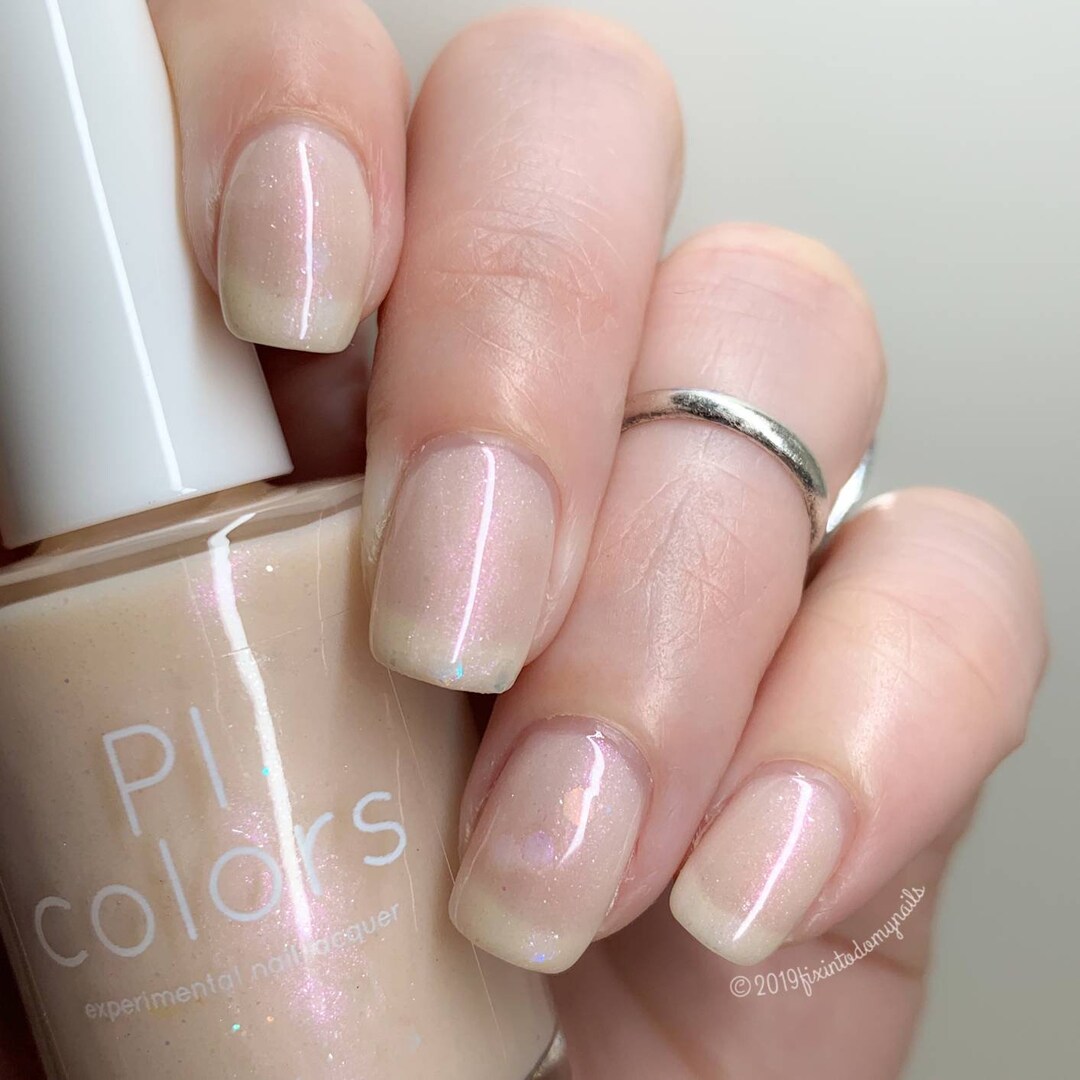 Beige Nail Polish With Hex Glitter and Pink Shimmer - Etsy