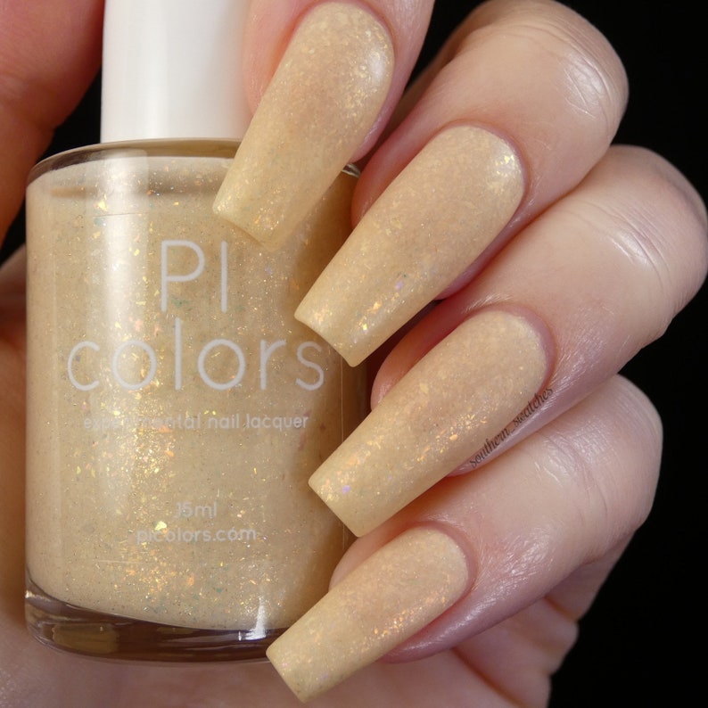 Honey Milk.060 Gold Nail Polish Topper with Iridescent Flakies image 7