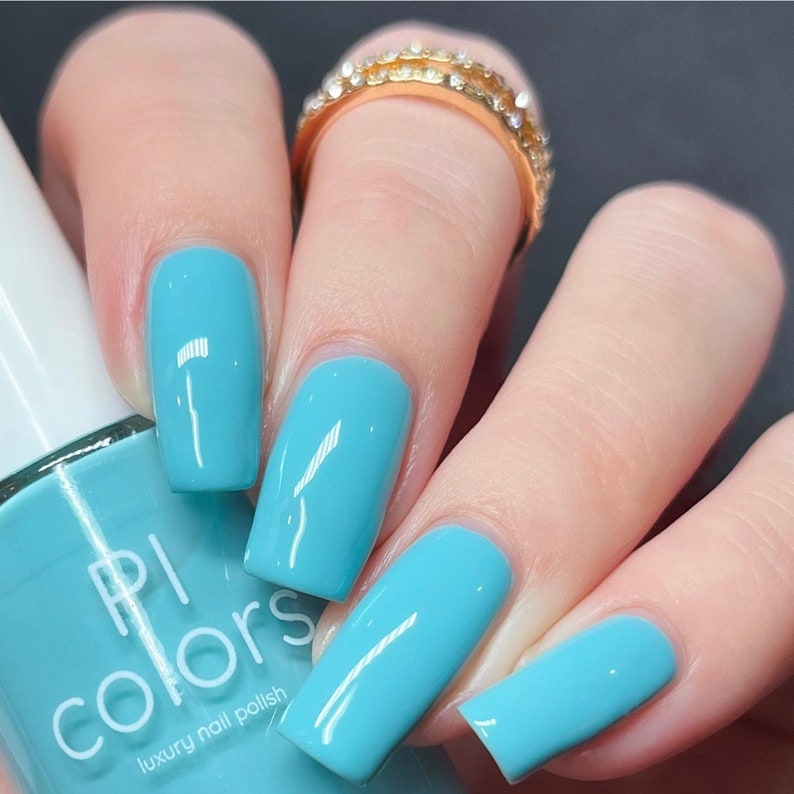 Turquoise Blue Nail Polish Pastel Blue Green With Creme Finish - Etsy