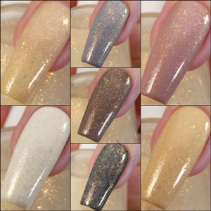 Honey Milk.060 Gold Nail Polish Topper with Iridescent Flakies image 4
