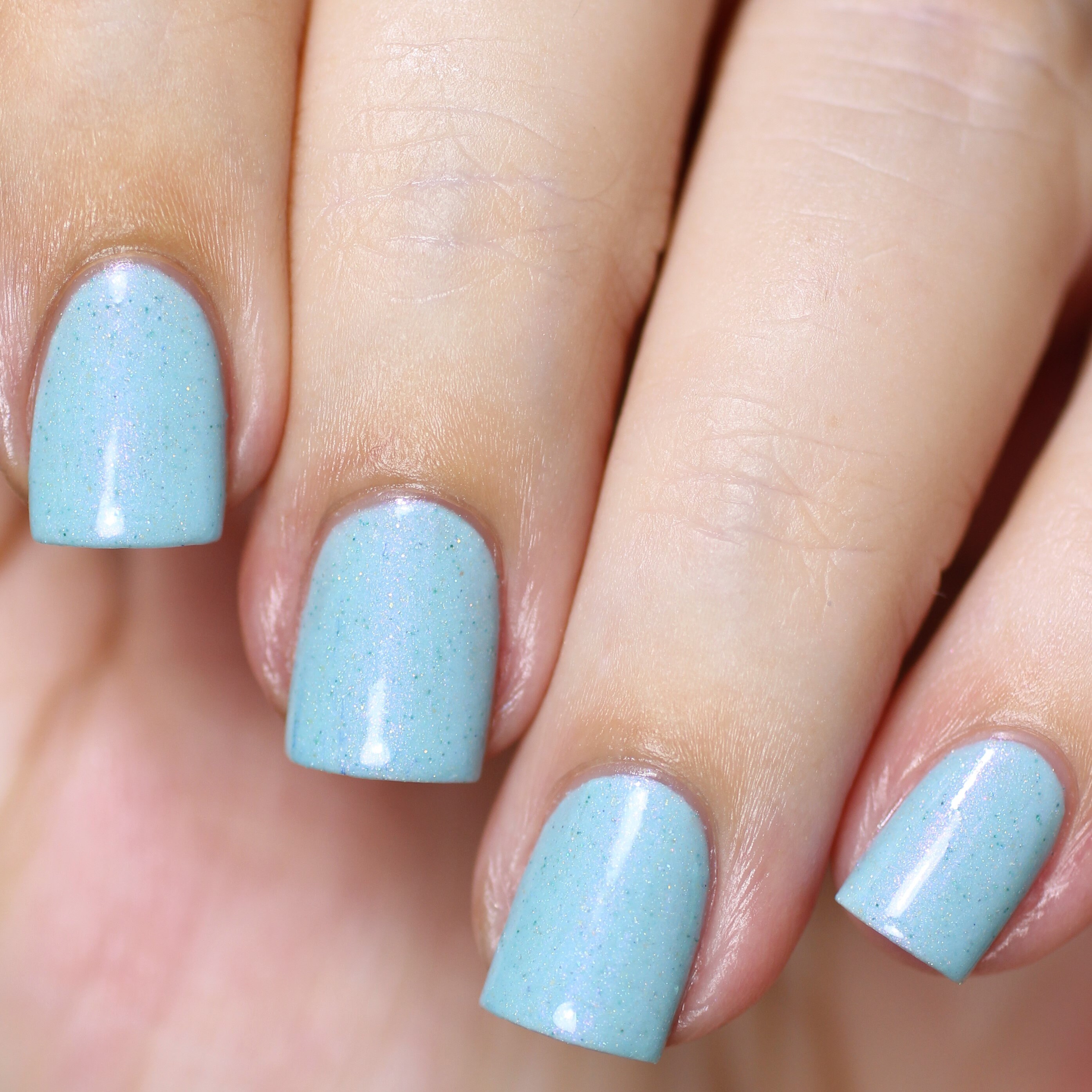 Teal Blue Nail Polish With Holographic Green Glitter And Etsy