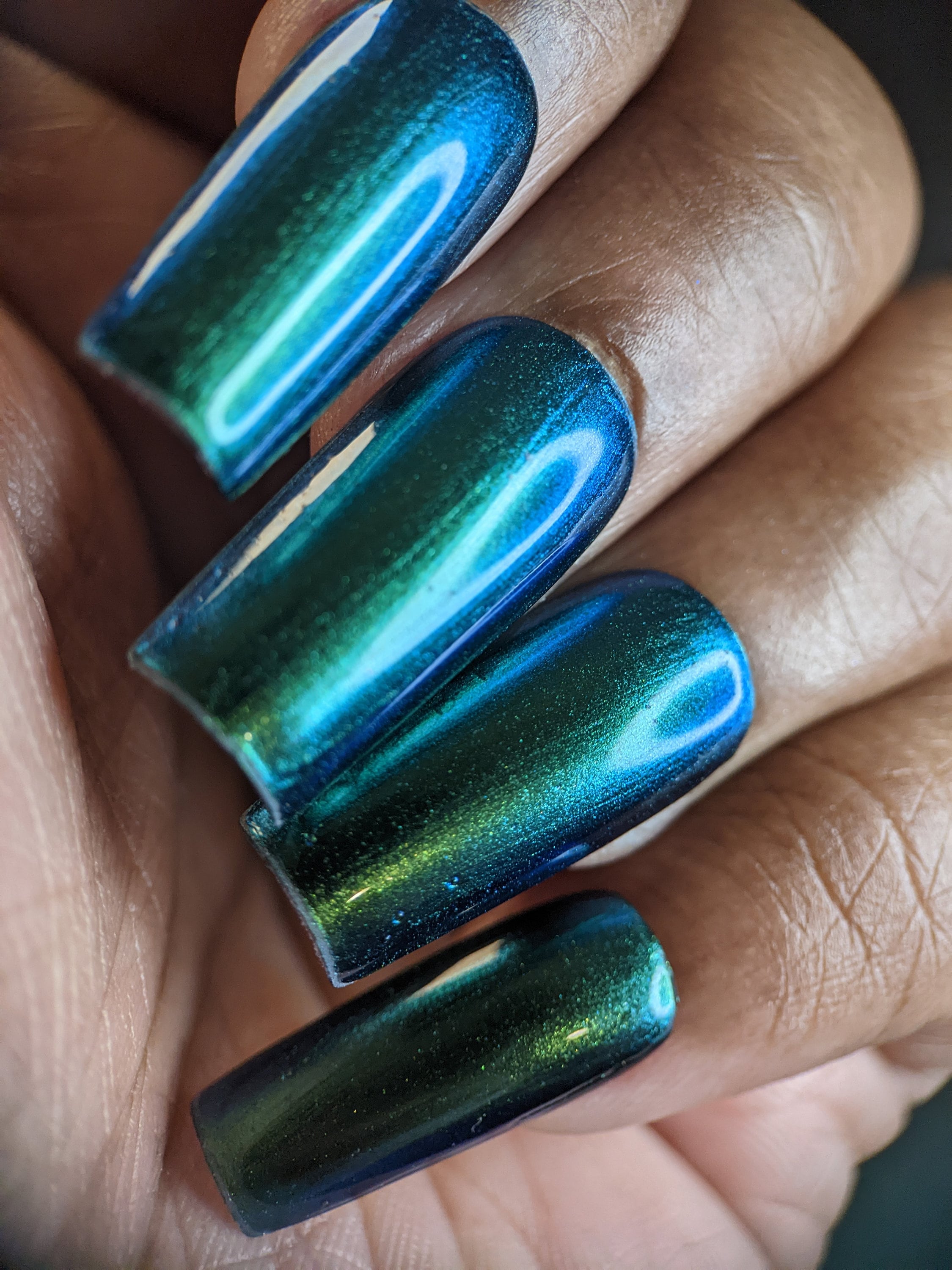 Multichrome Green Nail Polish with Green to Blue Colorshift Green Glow.209 Etsy