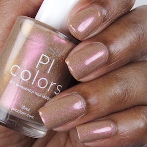 Phoenix.087 Warm Light Brown Holographic Nail Polish with Orange to Pink Duochrome