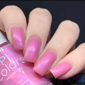 Pink Nail Polish with Gold and Blue Shimmer | Water Lily.317