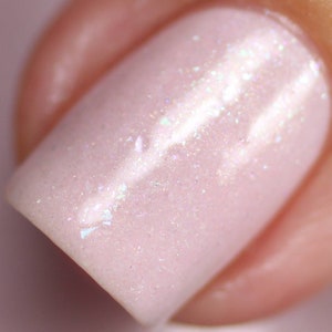 Vanilla Strawberry Shortcake.001 Pale Pink Nail Polish with Rainbow Flakies