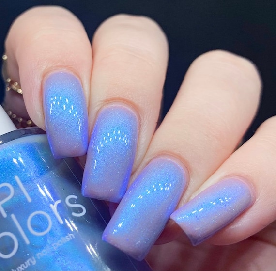 Blue Nail Polish Metallic Satin Finish Cloud Rainbow.303 Etsy Canada
