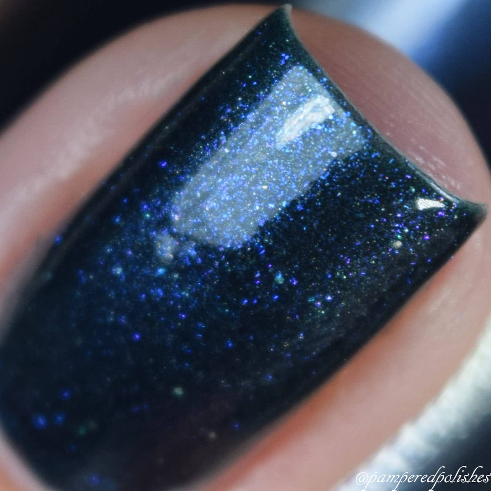 Blue Black Nail Polish With Blue Shimmer Midnight Bloom.022 Etsy