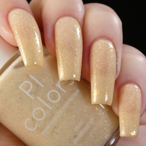 Honey Milk.060 Gold Nail Polish Topper with Iridescent Flakies image 2