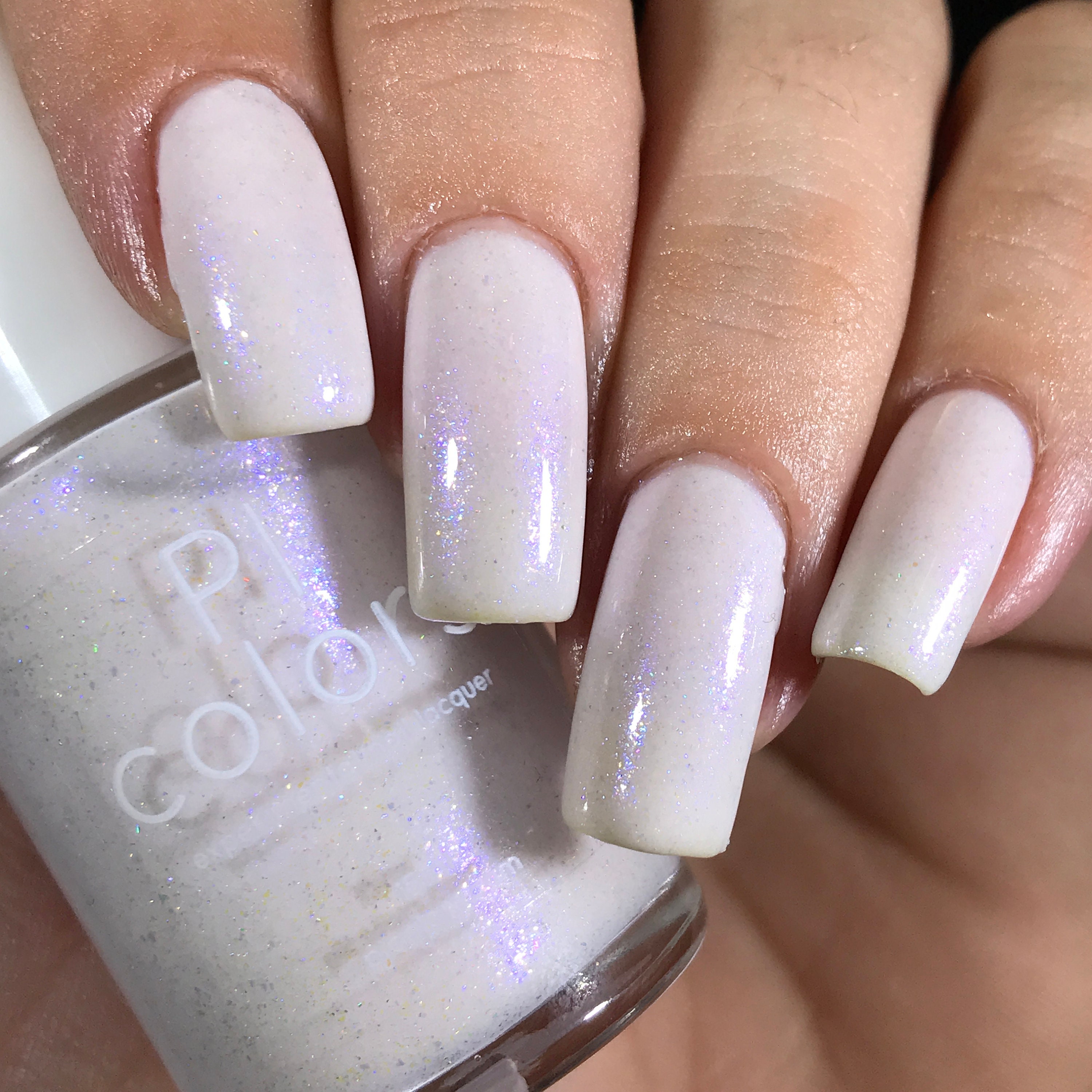 Pink White Nail Polish With Holographic Glitter and Red Purple - Etsy