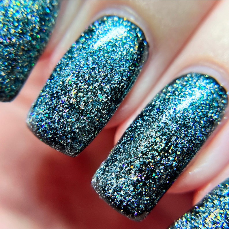 Holographic Teal Nail Polish Glitter Topper Tourmaline Etsy