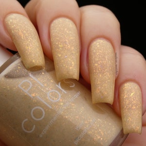 Honey Milk.060 Gold Nail Polish Topper with Iridescent Flakies image 1