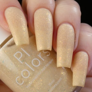 Honey Milk.060 Gold Nail Polish Topper with Iridescent Flakies image 8