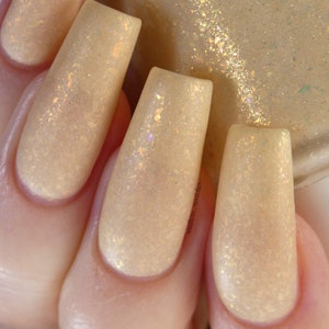 Honey Milk.060 Gold Nail Polish Topper with Iridescent Flakies image 10