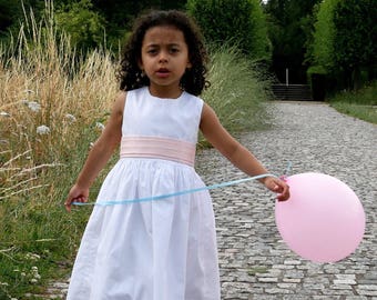 Robe de petite fille d'honneur blanche personnalisable Valentine