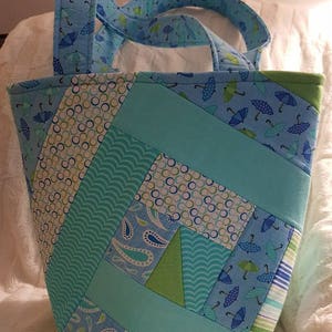 Summer Tote Handmade in Aqua Shades