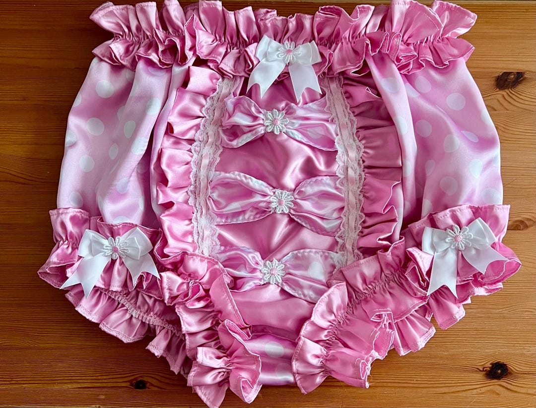 Pink Polka Dot Satin Sissy Panties: Frills, Bows, Made to Order. - Etsy