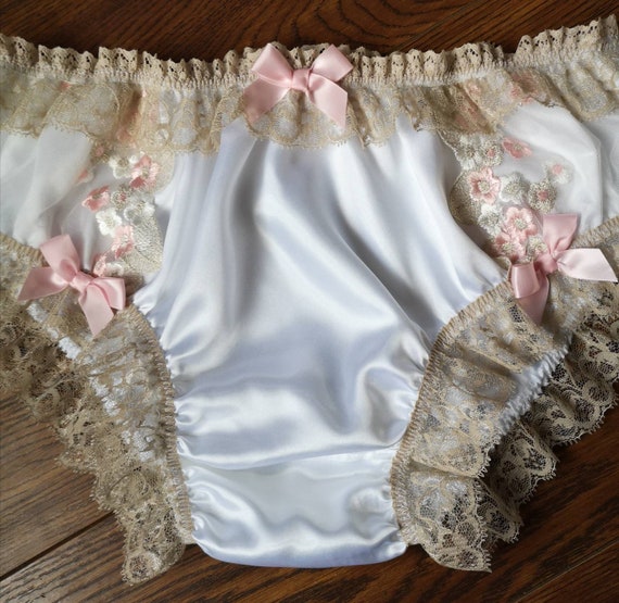Bridal White Bikini Panties/Slippery Soft Satin Sissy Knickers | Etsy