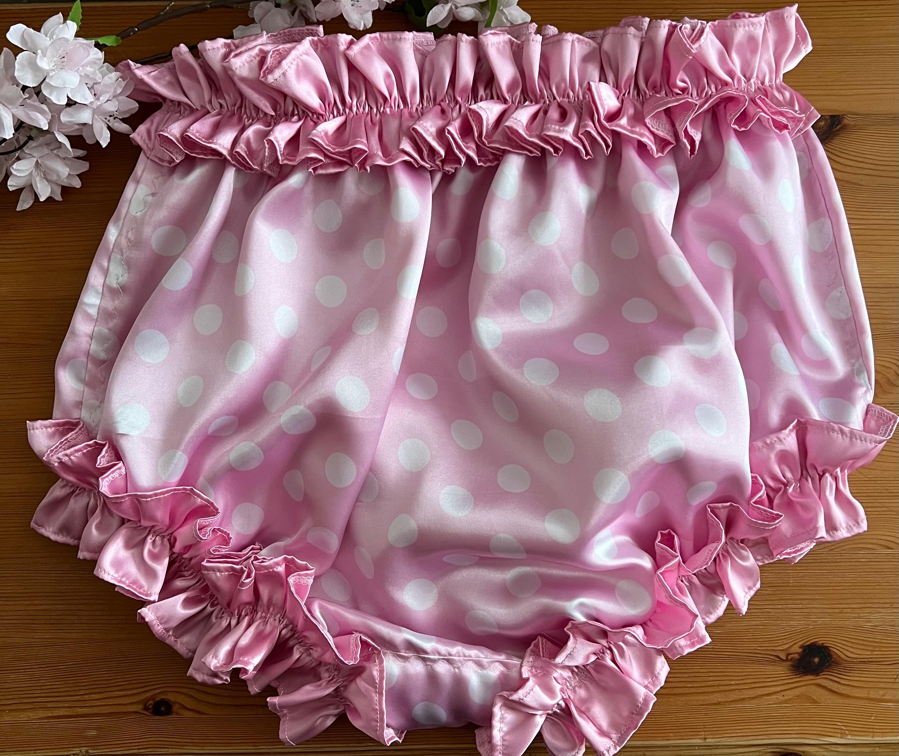 Pink Polka Dot Satin Sissy Panties: Frills, Bows, Made to Order. - Etsy