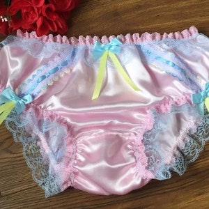 Candy Pink Girly Bikini Panties/satin Sissy Knickers Lace,ribbon&bows ...