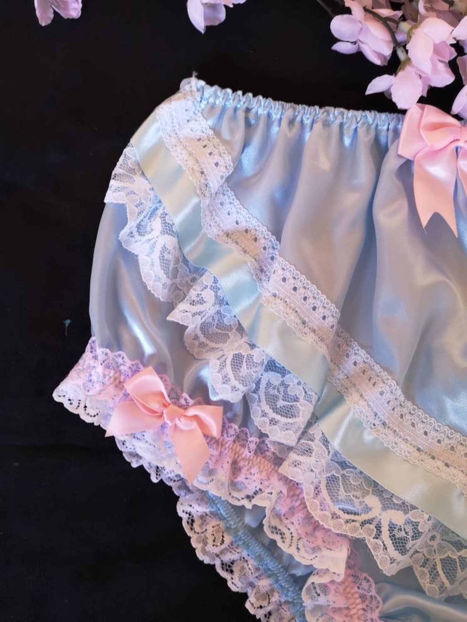 Baby Blue Fuller Fit vintage Style Satin PantiesFrilly Sissy Etsy