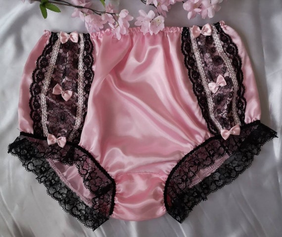 Baby Pink Fuller Fit Vintage Style Panties. Soft Silky Sissy Knickers Black  Lace Trim Made to Order Medium up to Extra Extra Large -  Sweden