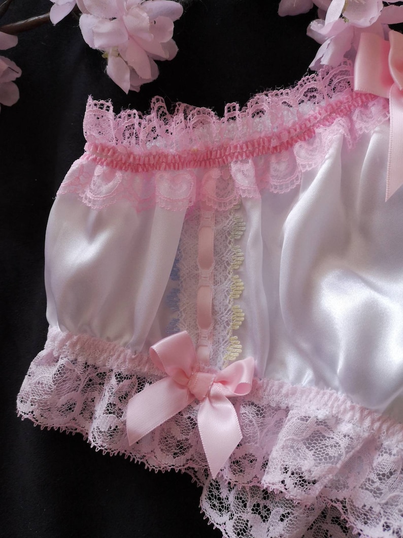 Bridal White Satin Bikini Panties Ribbon Lace & Bows. Made Etsy UK