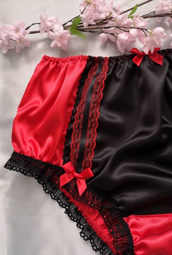 Foxy Black vintage Style Full Fit Panties/Soft Satin Sissy