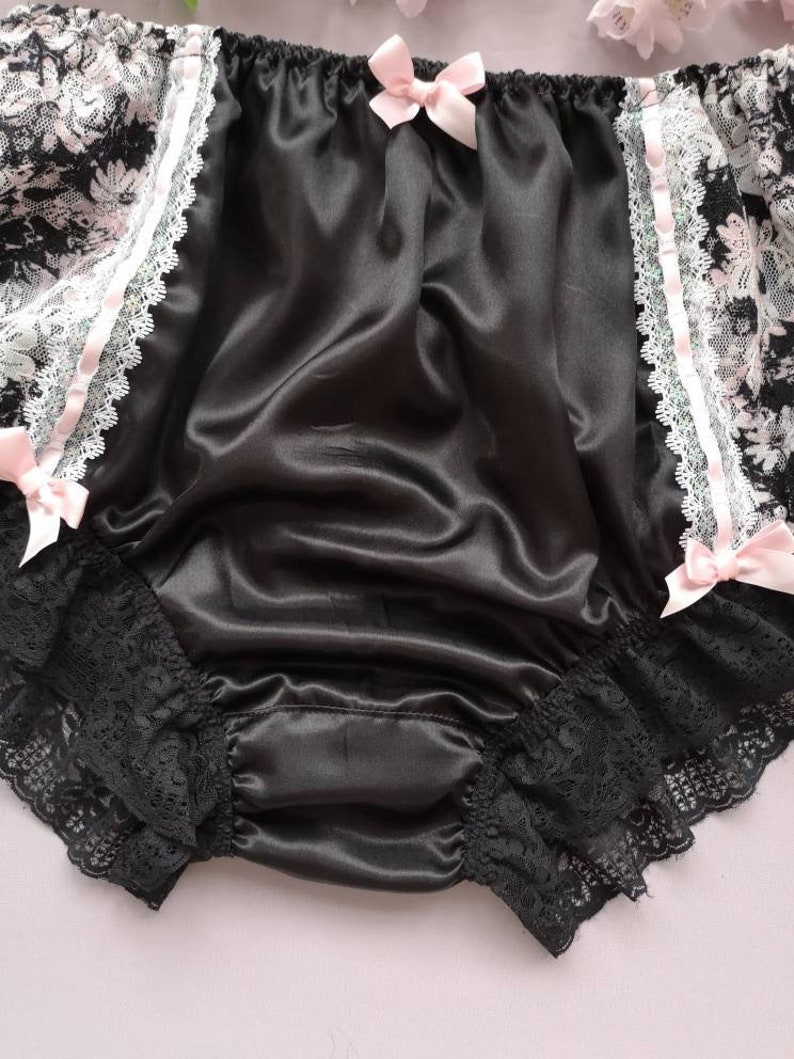 Foxy Black Vintage Style Full Fit Panties/soft Satin Sissy - Etsy