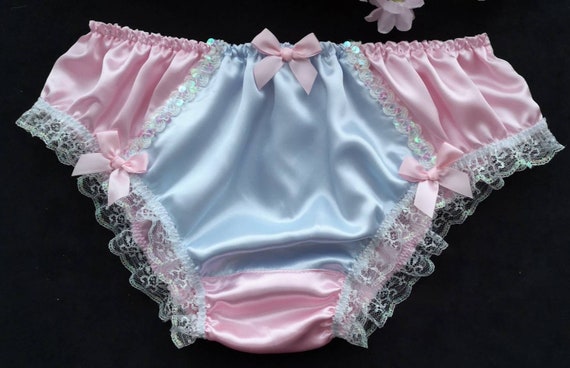 Baby Pink With Baby Blue Satin Front Panel Sparkly Sequin - Etsy