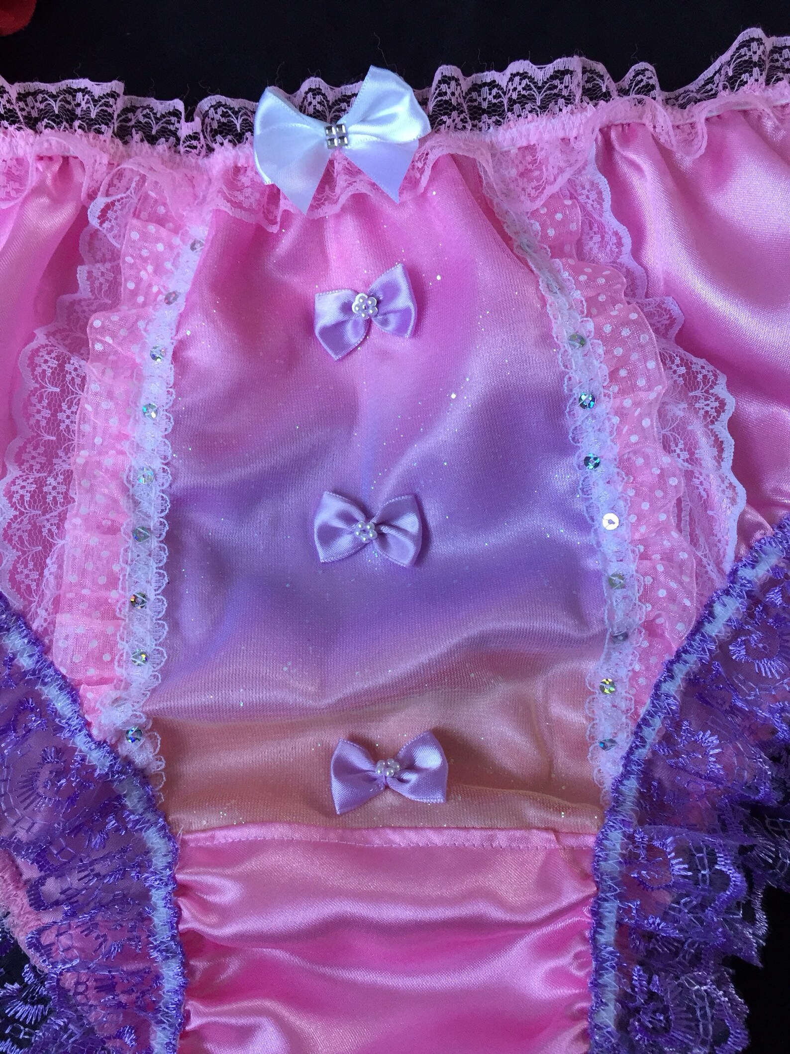 Baby Pink/sparkly Rainbow Front Satin Bikini Panties Girly Etsy
