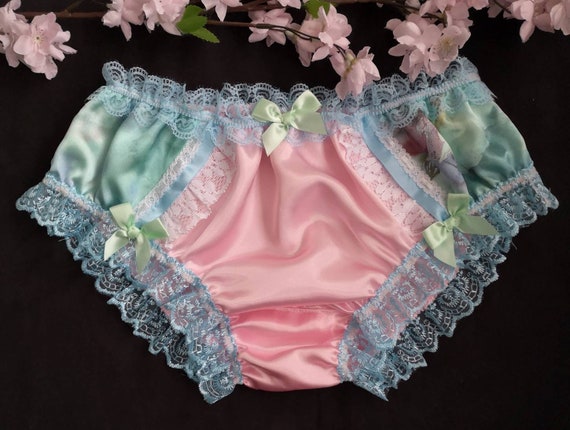 Women's stunning soft silky feel satin pink panties tanga style