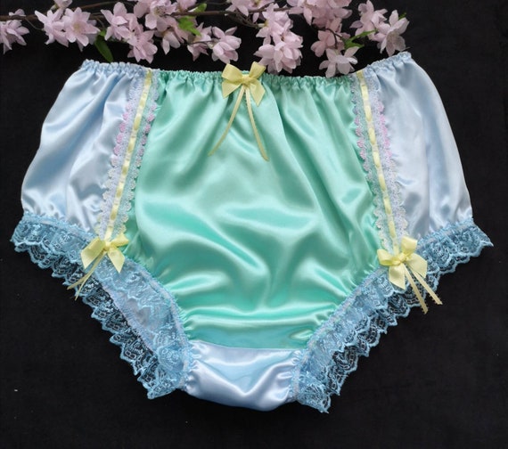 Baby Blue Fuller Fit Panties/aqua Satin Panel to Front Sensually Soft Sissy  Knickers Made to Order Medium up to Extra Extra Large -  Canada