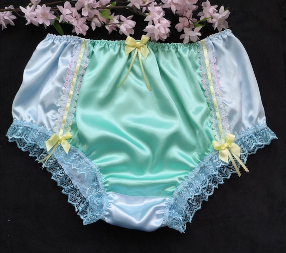 Baby Blue Fuller Fit Panties/aqua Satin Panel to Front Sensually Soft Sissy  Knickers Made to Order Medium up to Extra Extra Large -  Canada