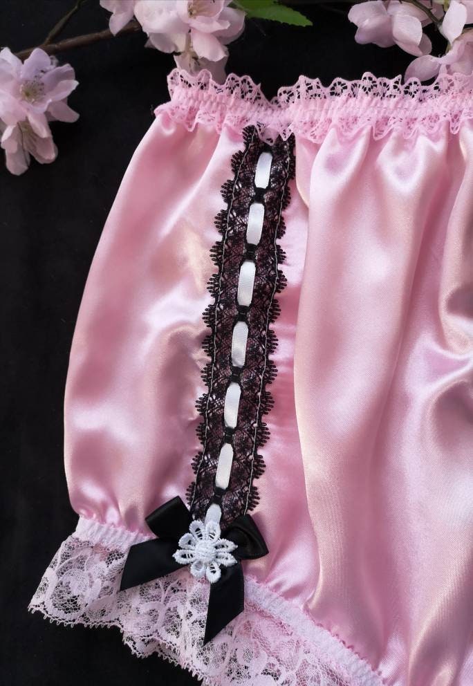 Baby Pink Satin Fuller Fit Panties-feminine Sissy Knickers Polka