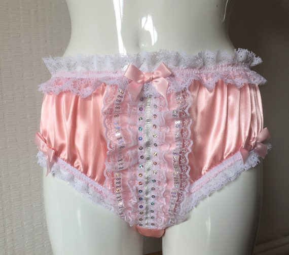 Blush Pink Silky Satin Bikini Panties/sparkly Trim Sissy Knickers Medium up  to XXL -  Sweden