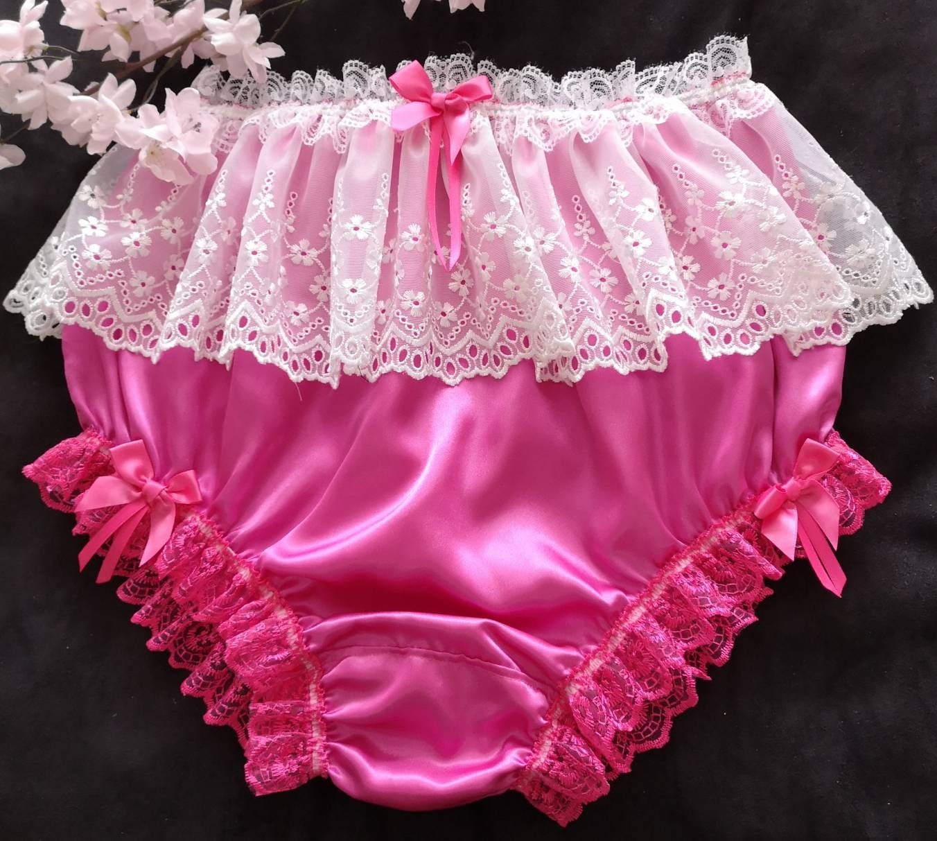 Faye pink lace knickers  Handcrafted, luxury underwear sets