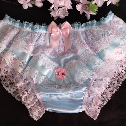 Baby Blue Satin Panties Back Frills High Waisted Knickers - Etsy