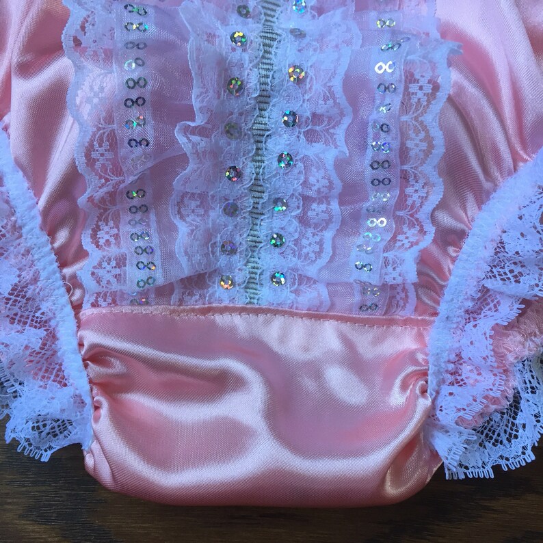Blush Pink Silky Satin Bikini Panties/sparkly Trim Sissy Etsy Australia