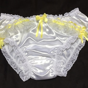 Braut Bikinihöschen/Satin Sissy Höschen #SparklyLaceChiffonRufflesRibbonBows - Made to Order - M bis XXL