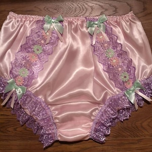 Baby Rosa Satinhöschen - Seidiger Sofy Sissy Schlüpfer - #LaceDaisies&Bows - auf Bestellung - Medium bis XXL
