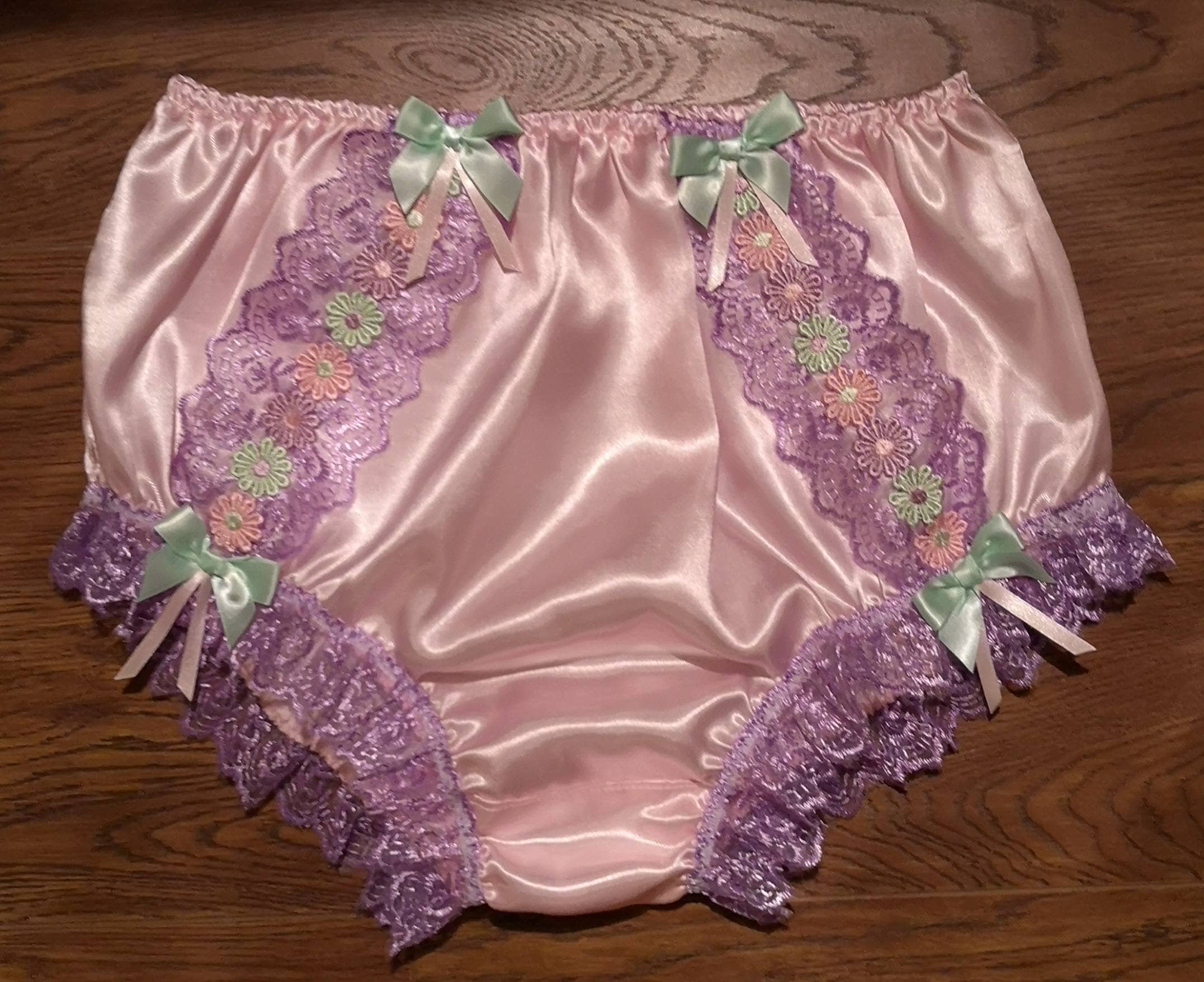Baby Pink Full Style Satin Panties-silky Sofy Sissy Knickers  lacedaisies&bows Made to Order Medium up to XXL 