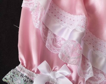 GOceBaby Sissy Girl Frilly Puffy Pink Satin Panties Lingerie Underwear (M)  : : Clothing, Shoes & Accessories