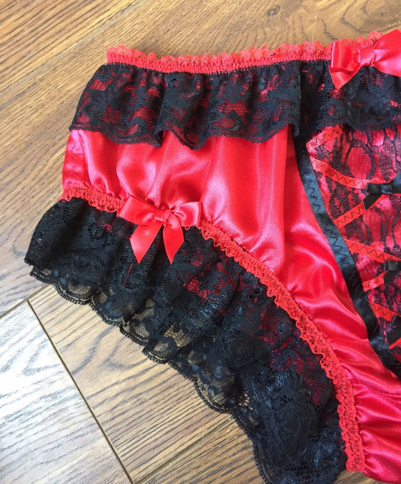 Foxy Red Burlesque Style Corset Front Bikini Panties Slippery - Etsy