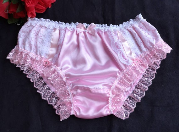Baby Pink Lacy Bikini Panties/satin Sissy Knickers laceribbonbows Made to  Order Medium up to XXL 